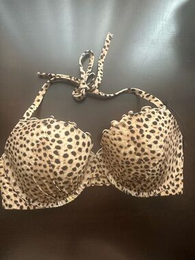Shade & Shore Leopard Print Push-Up Bra - Beige, Black
